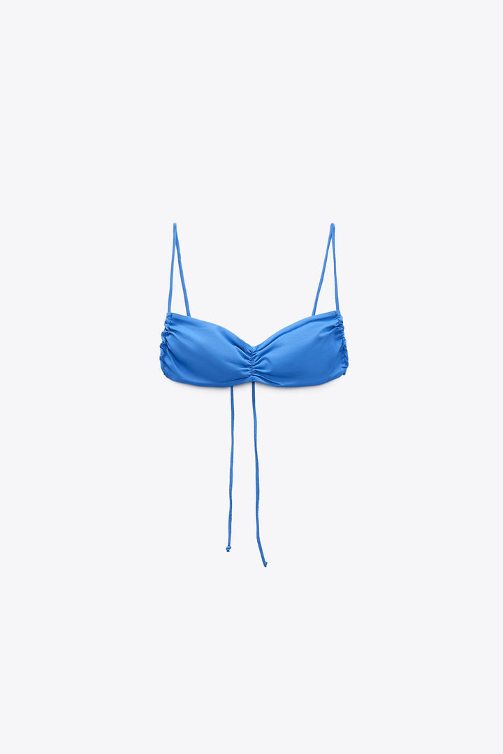 Haut de bikini noir froncé devant**