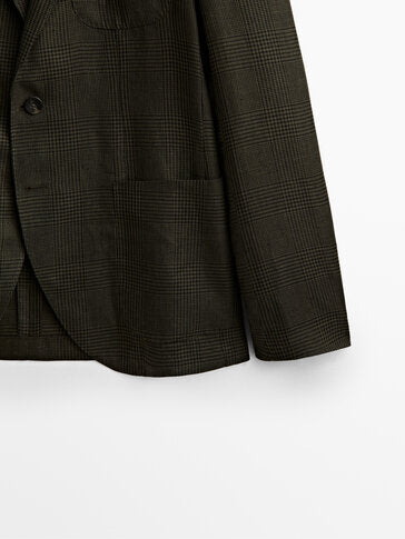 Veste Laine Lin Soie Carreaux Édition Limitée