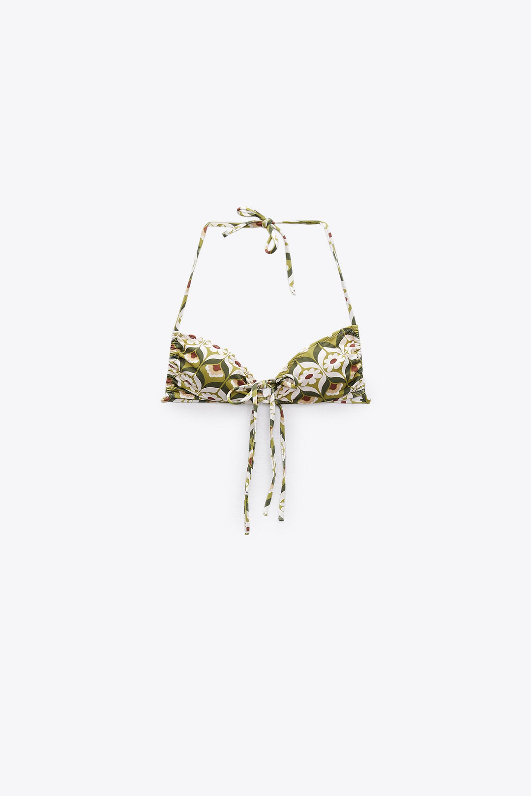 Haut bikini imprimé floral rétro lien central