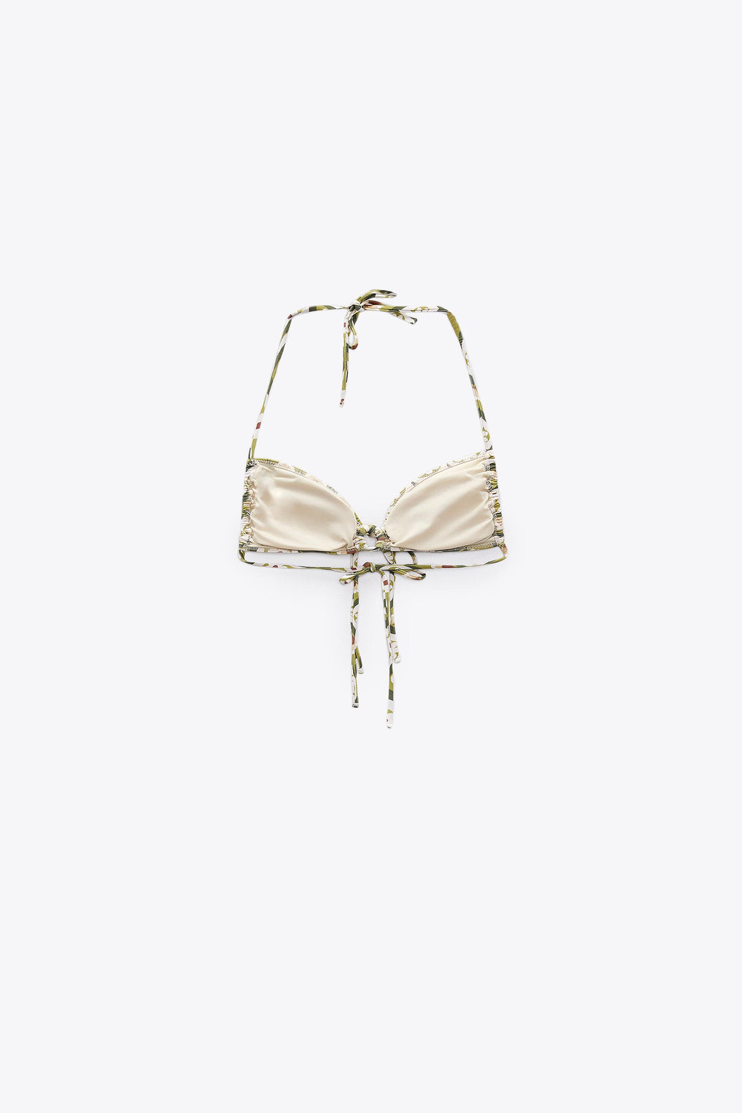 Haut bikini imprimé floral rétro lien central