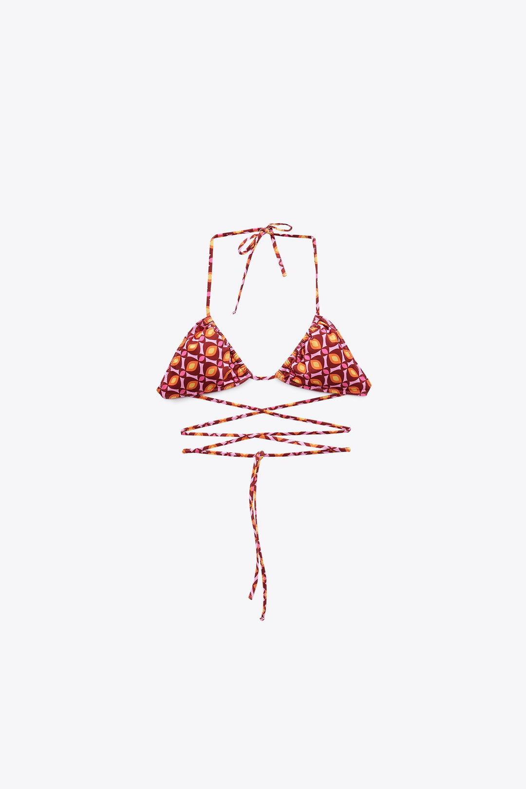 Haut bikini triangle imprimé double position bretelles croisées