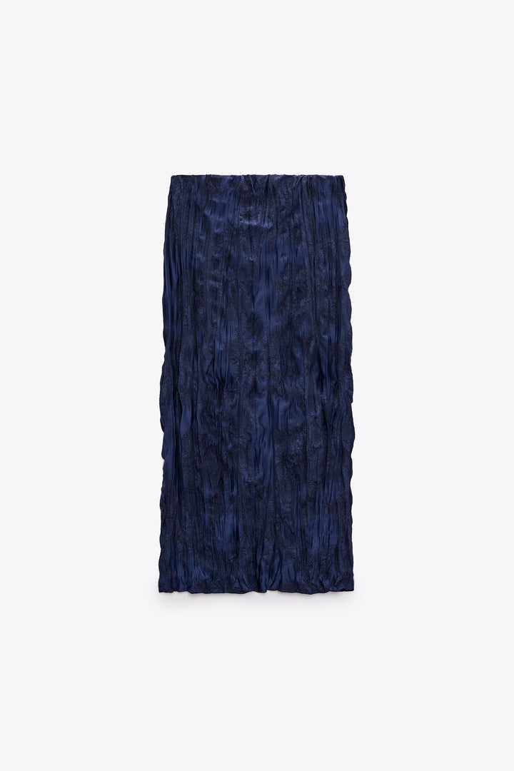 Jupe midi jacquard froissée